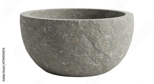 Textured gray stone planter pot isolated on transparent background