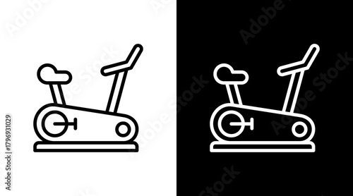 Stationary Bike  White Icon Set Design