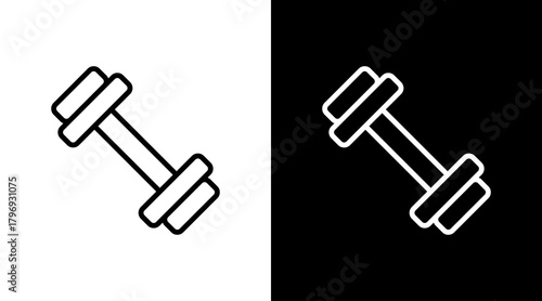Dumbbell  White Icon Set Design