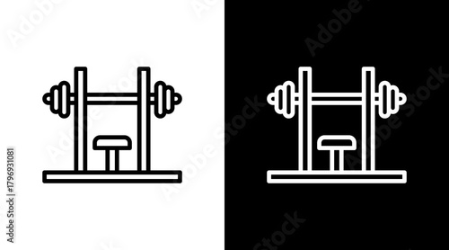 Bench Press  White Icon Set Design