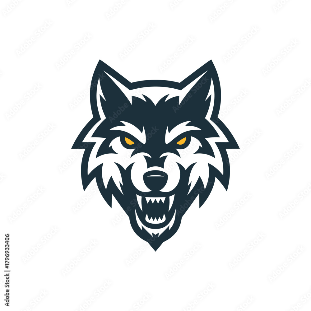 Obraz premium Aggressive Snarling Wolf Head Mascot Logo Vector Design