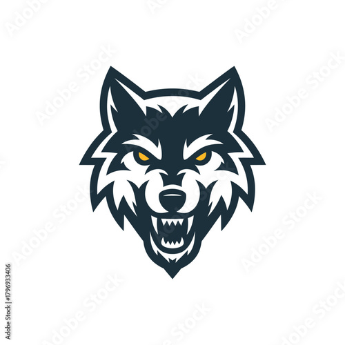 Aggressive Snarling Wolf Head Mascot Logo Vector Design