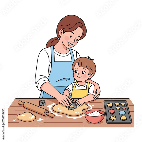 Baking Cookies Mom Child Kitchen Fun