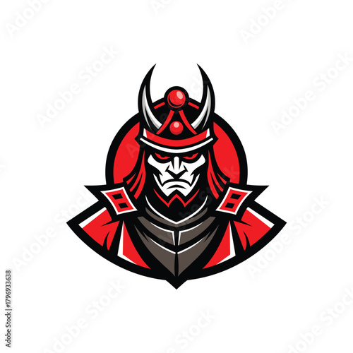 Angry Samurai Warrior Mascot Logo In Japanese Style