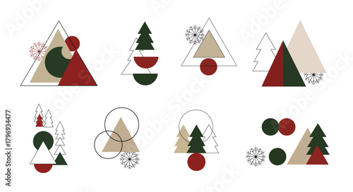 Geometric Minimalist Christmas Tree Set