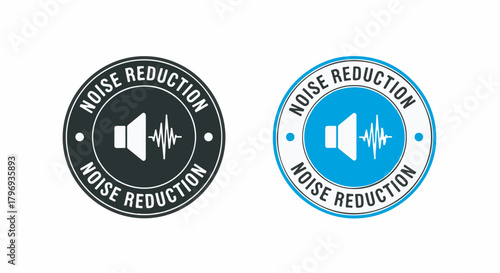 Noise reduction vector badge icon set for sound cancellation technology isolated on white background
