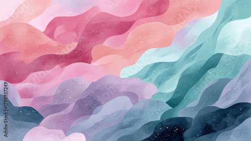 Wallpaper Mural Experimental design inspired by ocean showcases soft waves in pastel colors creating serene and calming atmosphere Torontodigital.ca