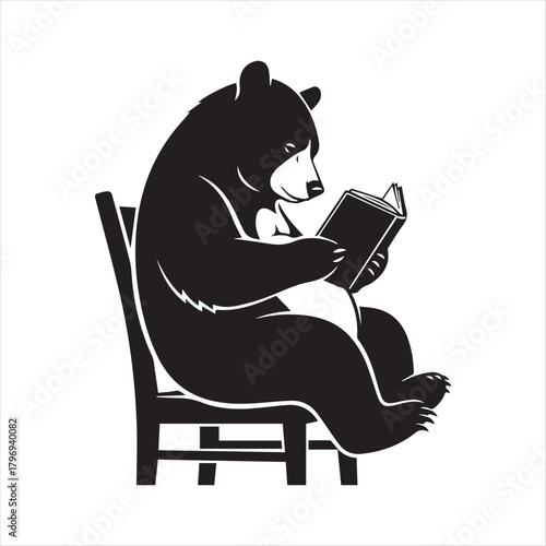 Bear Reading a Book in a Chair