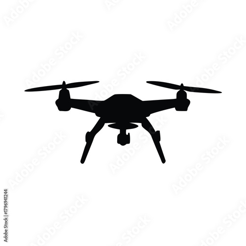 Silhouette of a drone with propellers on a white background