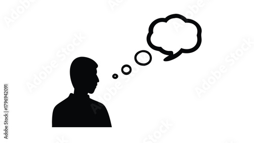 Silhouette of a person with a thought bubble above their head