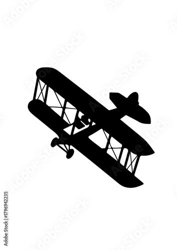 Vintage Biplane Silhouette Flying