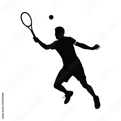 Silhouette of a tennis player hitting a ball with a tennis racket