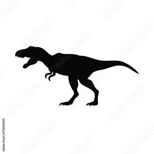A silhouette of a tyrannosaurus rex standing on a white background