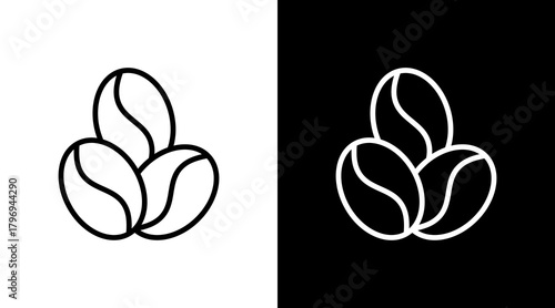 Coffee Bean  White Icon Set Design