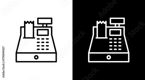 Cash Register  White Icon Set Design