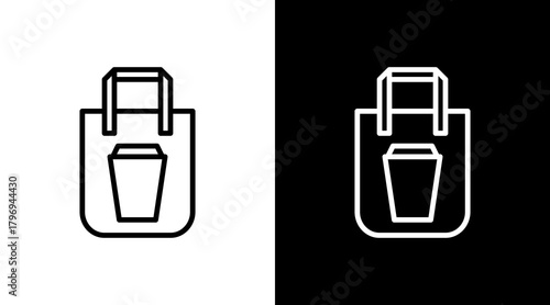 Takeaway Bag  White Icon Set Design