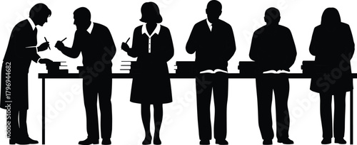 Academic gesture silhouettes cartoon illustration, symbolic study posture and expressive intellectual engagement artwork for design and education