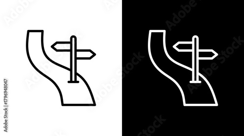 Trail Sign  White Icon Set Design