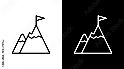 Mountain Peak  White Icon Set Design