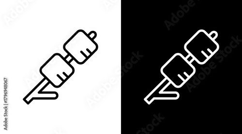 Marshmallow Stick  White Icon Set Design