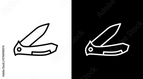 Pocket Knife  White Icon Set Design