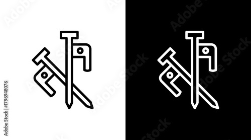 Photos Tent Pegs  White Icon Set Design