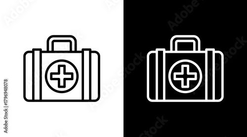 First Aid Kit  White Icon Set Design