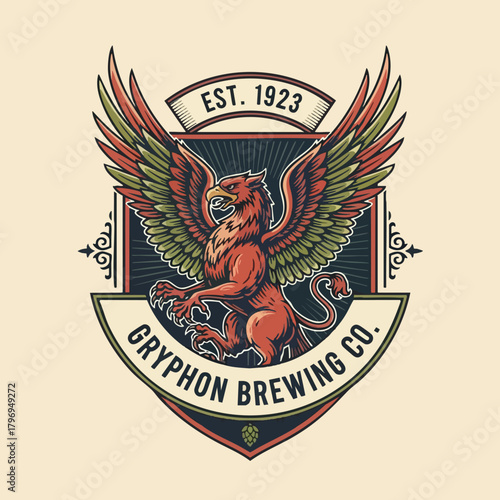 Gryphon Brewing Co Vintage Logo Design