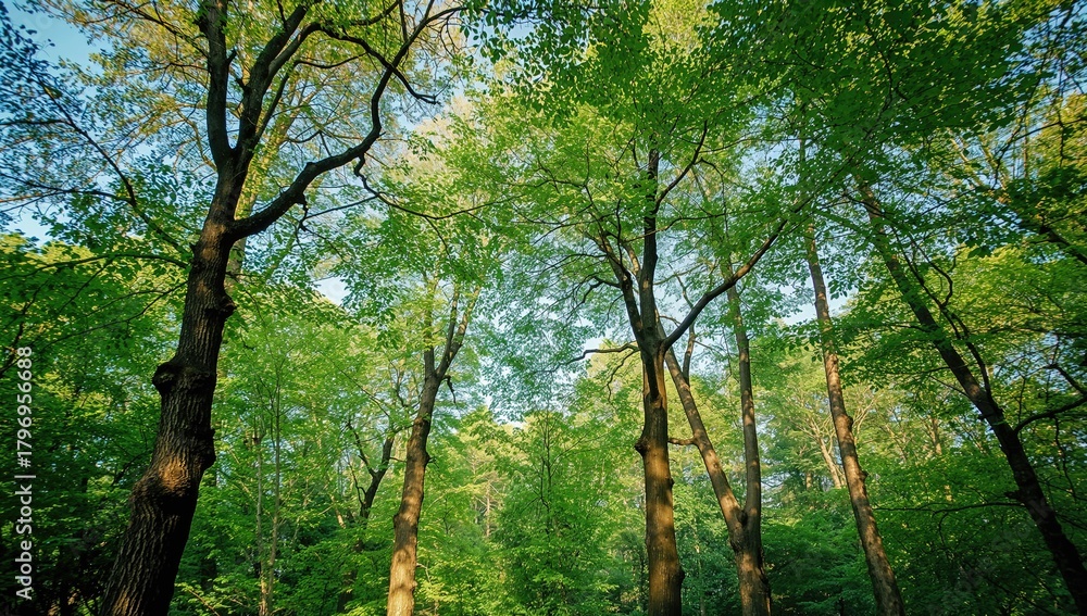 Fototapeta premium Scenic View Of Lush Green Trees In Woodland, Seasonal Change