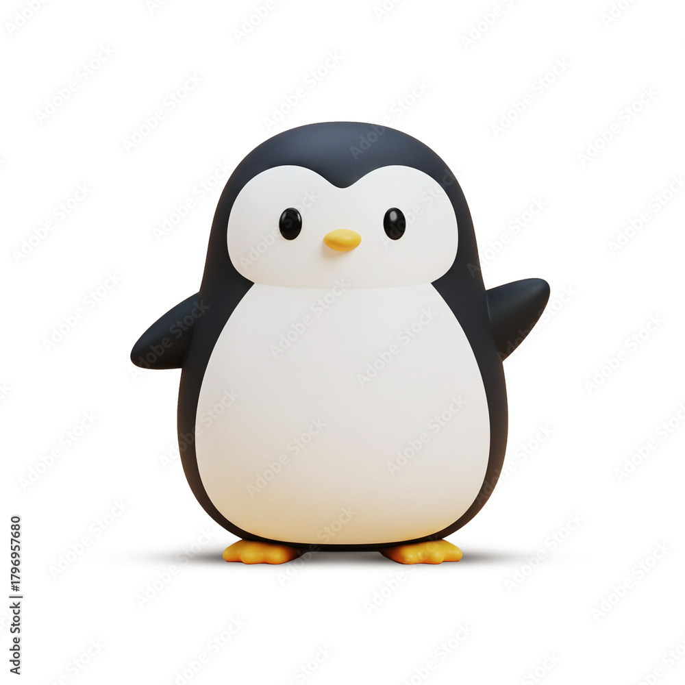 Fototapeta premium Cute 3D Cartoon Penguin Character Illustration