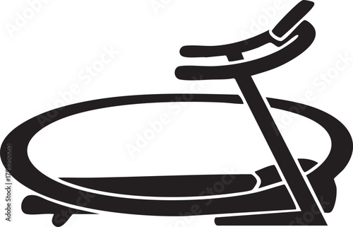 Treadmill icon silhouette vector illustration for gym and fitness.