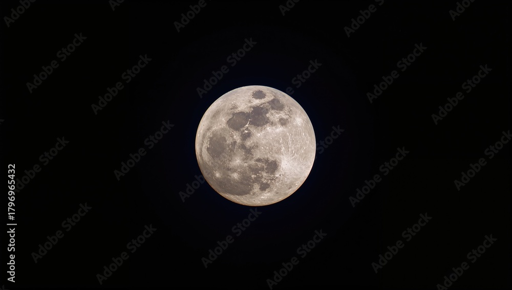 Obraz premium Moon in the night sky, an astronomical view with detailed craters, ideal for space-themed backgrounds