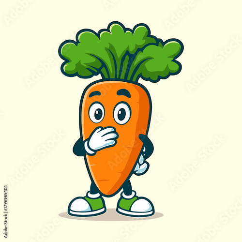 Cartoon carrot mascot looking quite surprised