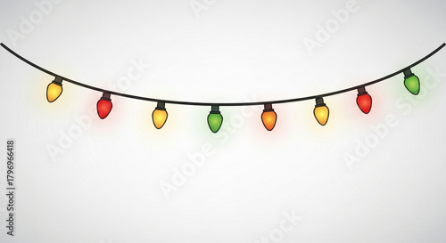 Festive string of colorful lights, perfect for holiday cheer, party invitations, or adding a bright touch to your project, originally scalable vector graphic