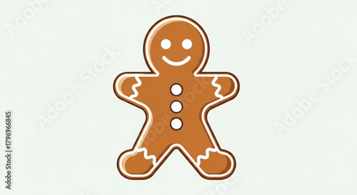 Delightful gingerbread man cookie illustration brings holiday cheer, perfect for festive designs and seasonal promotions, a sweet treat for the eyes