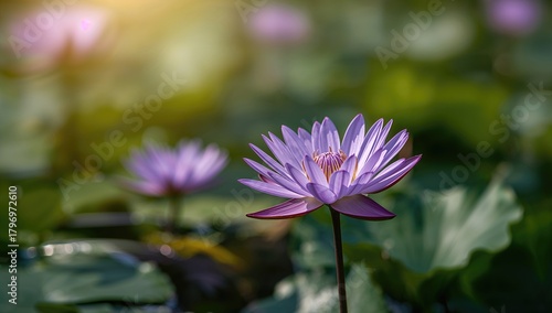 Wallpaper Mural Violet lotus flower, symbol of purity and tranquility, suitable for wellness themes Torontodigital.ca