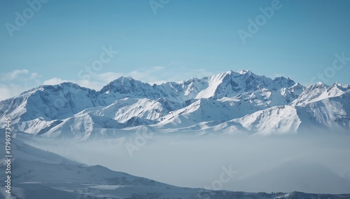 Wallpaper Mural Snowy Mountain Peaks in Winter, showcasing erosion risk Torontodigital.ca