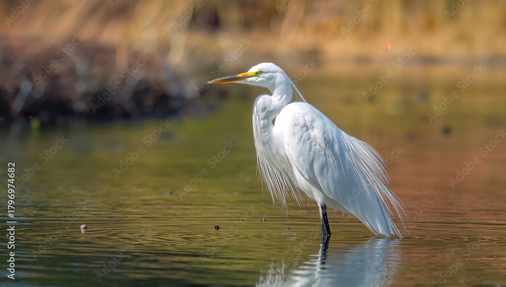 Obraz premium Portrait of Egret, showcasing its delicate features, focus on wildlife observation