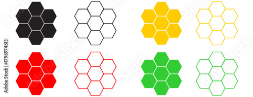 Bee honeycomb set isolated on transparent background. png file vector illustration