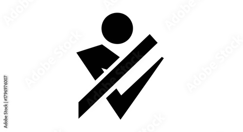 Black and white seatbelt warning symbol, indicating the importance of safety for drivers and passengers.