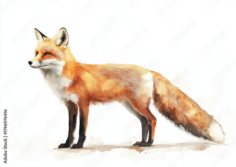 Obraz premium Beautiful Fox Stands Gracefully in a Natural Setting With Soft Grass and Vibrant Fur Details