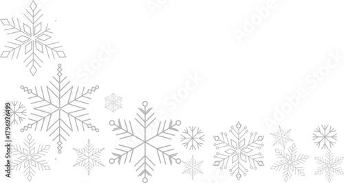 Elegant Silver Snowflakes Corner Border