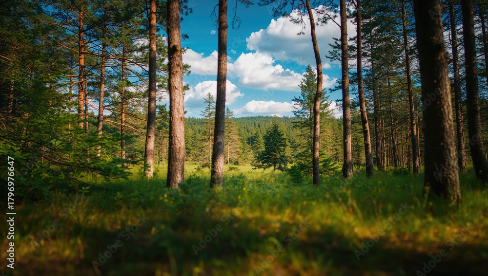 Fototapeta premium Lush greenery of summer, highlighting seasonal change