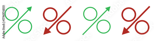 Percentage arrow icons, growth and decline . increase and decrease icons. for business, finance and analytics themes