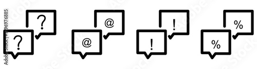 question mark speech bubble icons.