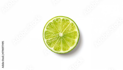 Isolated lime slice on a white background, ideal for packaging design
