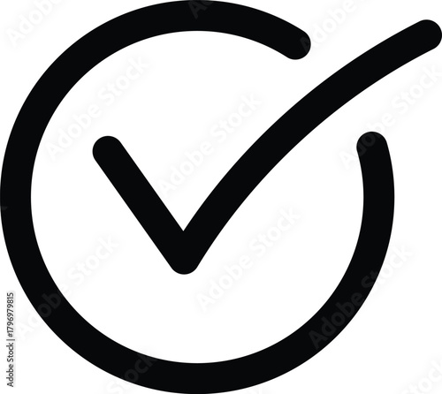 a bold black check mark complete icon