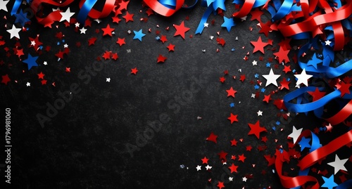 Festive Red White and Blue Decorations for a Celebration Event or Holiday Gat...