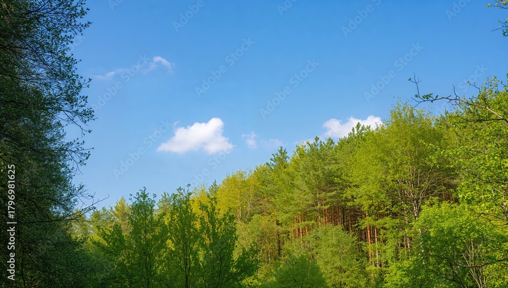 Fototapeta premium Morning in a tranquil summer forest, showcasing natural serenity and seasonal change