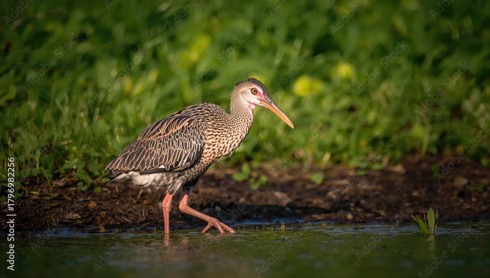 Fototapeta premium Swamp Chicken Near the Water, focus on wildlife habitat